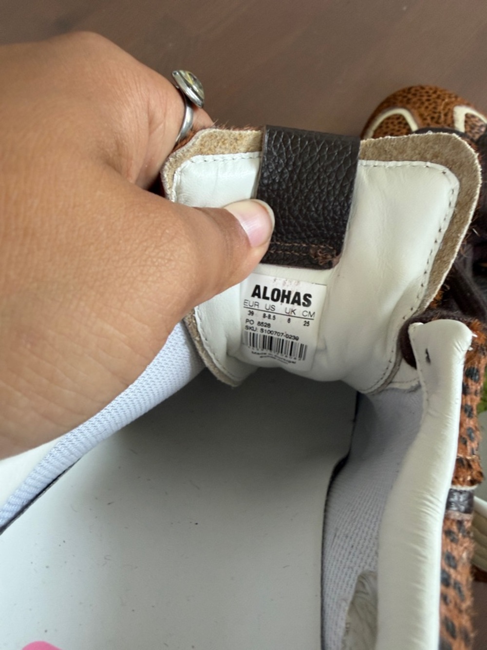 ALOHAS Brown Leopard Print Leather Sneakers with Cream Accents - Picture 4 of 4